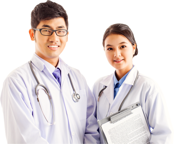 female and male pharmacist